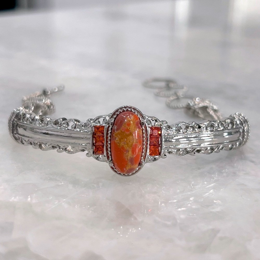 Mojave Orange Turquoise Orange Diamond Toggle Clasp Bracelet
